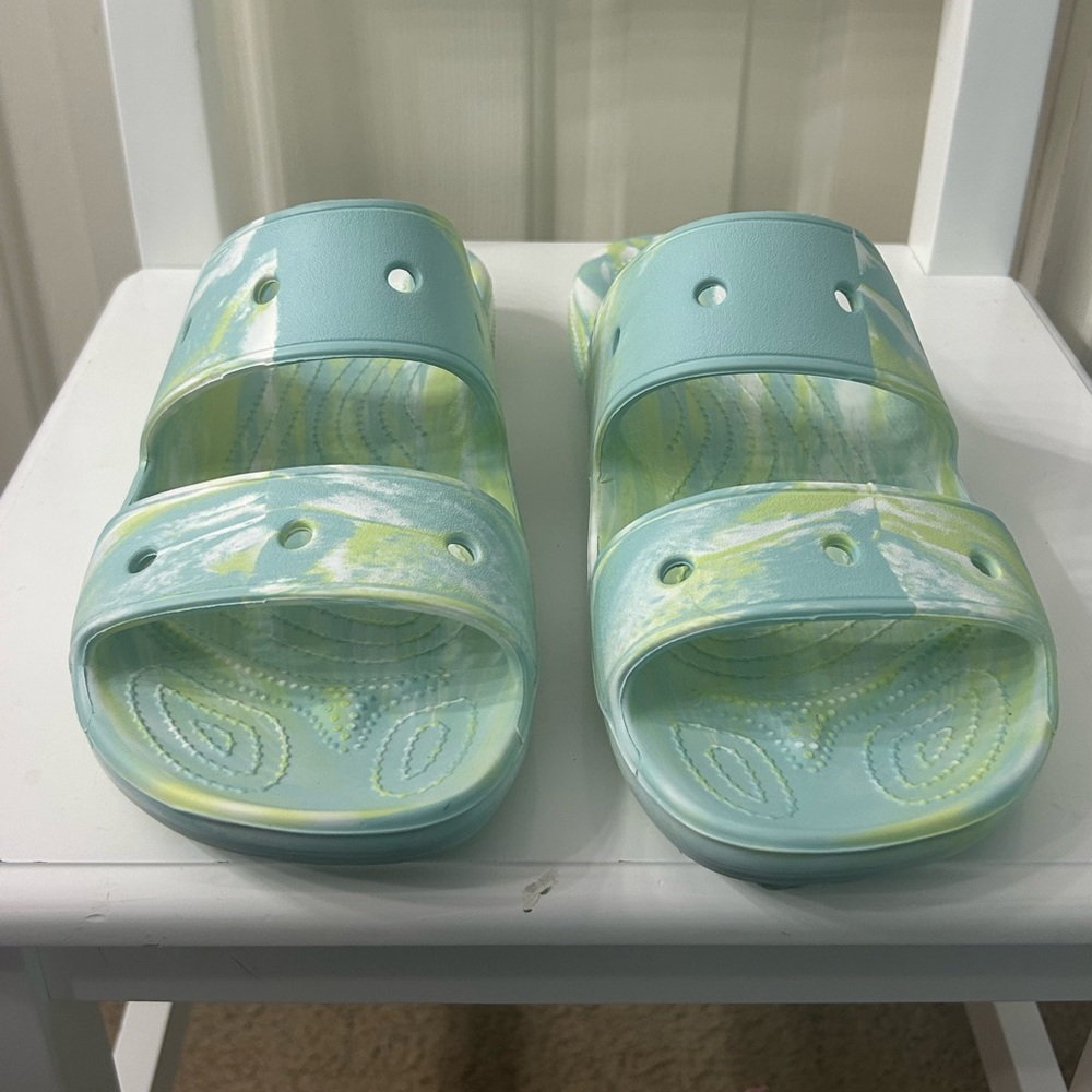 Crocs Classic Unisex Pure Water Marbled Slide Sandals Men’s 10 Women’s 12 - Picture 3 of 9